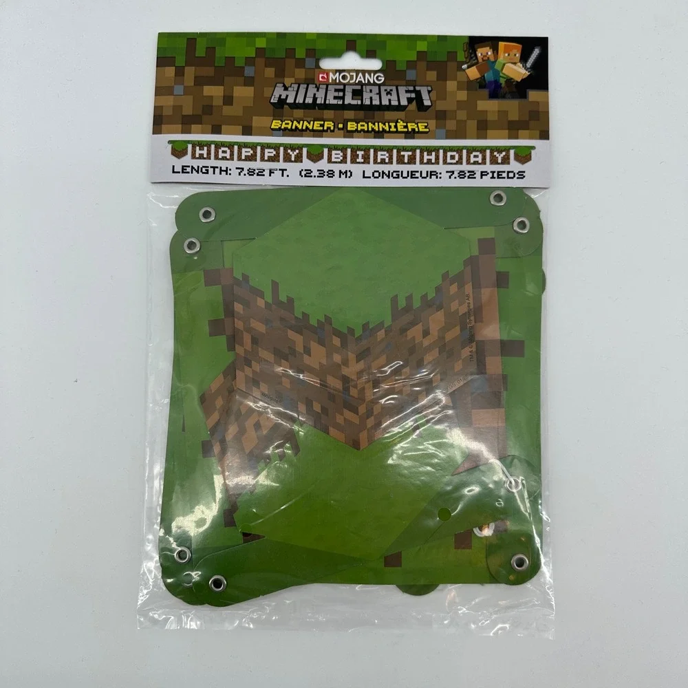 Minecraft Happy Birthday Banner Mojang Party Decorations 7.82 ft